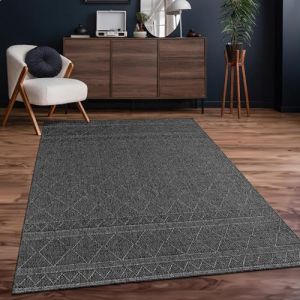 Paco Home Tapis Exterieur Terrasse Balcon Tapis Cuisine Motif Boho Geometrique Gris 150 cm carré