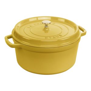 Staub Cocotte en Fonte Émaillée avec Couvercle, Tous feux dont induction, 5 à 7 personnes, Ronde, 28 cm, 6,70 L, 7 kg, Citron