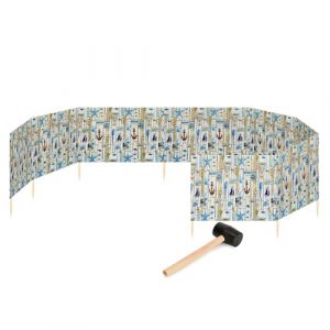 Garronda Paravent Plage Coupe-Vent Camping Brise-Vent avec Marteau en Caoutchouc 12 m GAEX001 (Impression Multiple, 12 m)