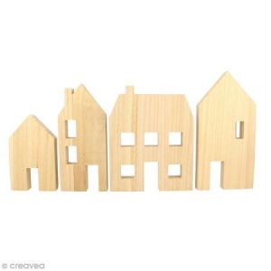 Artémio Maisons en bois à décorer - 4 pcs