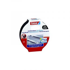 Tesa Adhésif Antidérapant - Ruban Adhésif Antidérapant pour les Sols Intérieurs et Extérieurs - Idéal pour les Escaliers et les Marches - Noir - 15 m x 25 mm