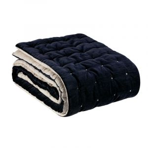 Vivaraise Chemin de lit uni Elise cobalt 90 x 240 cm - COBALT