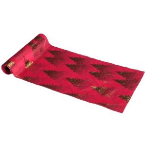 Chemin de table velours sapin or 28cmx3m rouge - g&eacute;n&eacute;rique 12989-02
