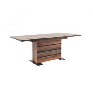 Table à manger extensible Boisé Old Style et noir L 160 200 x P 90 x H 75 cm MANHATTAN