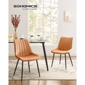Songmics Lot de 2 chaises de salle &agrave; manger marron