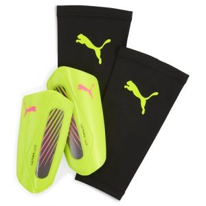 Puma ULTRA Light Strap, Prot&egrave;ge-tibias Unisexe, Yellow Alert Aged Silver, L - 030992