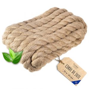 Creative Deco - 10m Corde Jute 50mm - Personnalisable, Solide, Naturelle