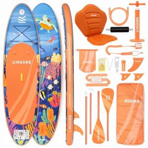 Paddle Gonflable Adulte Reef Coral avec des Accessoires de Qualit&eacute; - HUIIKE Stand Up Paddle avec Pagaie Double et Si&egrave;ge de Kayak