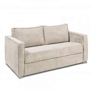 Italian Spirit Canapé convertible express 160 ARLES matelas mémory 22cm sommier métal velours côtelé perle