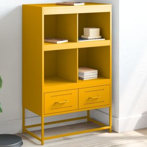 VidaXL Buffet haut jaune moutarde 68x39x111,5 cm acier