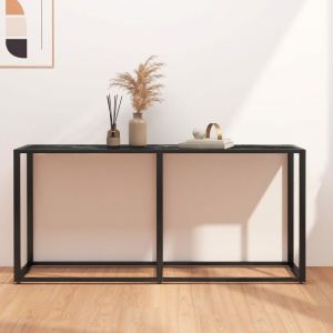 VidaXL Table console Marbre noir 160x35x75,5 cm Verre trempé