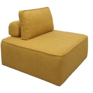 Sweeek - Chauffeuse pour canapé modulable tissu bouclette moutarde 1 place Bao, l 90 x p 90 x h 74cm