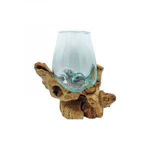 Ancient Wisdom - Verre à fondu sur bois avec support - Grand bol- Vendu par 1