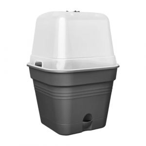 Elho Green Basics Pot De Culture Carré Allin1 25 - Pot De Fleurs pour Culture & Récolte - Ø 24.5 x H 20.7 cm - Noir/Living Noir