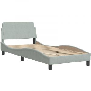VidaXL Cadre de lit avec tête de lit Gris clair 80x200 cm Velours