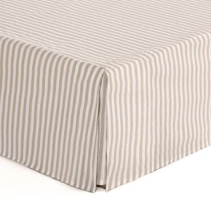 Cache-sommier en coton de 30 cm de haut beige 180x200 cm