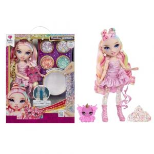 Rainbow high Rainbow Shimmers avec Slime - Bella, Rose - Poupée Mannequin de 28 cm, avec Un Kit de Slime et Un Lama de Compagnie, Convient aux Enfants de 4 Ans et Plus