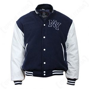 Image de Mil-tec Veste de baseball NY avec écusson marine/blanc. 3XL bleu marine