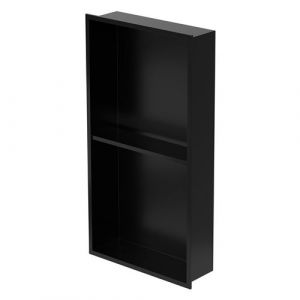 LuxeBath Niche de Douche Encastrée Murale Double, 30x60x10 cm, en Acier Inoxydable, Noir,