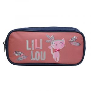 Trousse scolaire rectangulaire lili lou chat rose bagtrotter