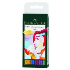 Faber-Castell 6 feutres PITT - artist pen - couleurs de base