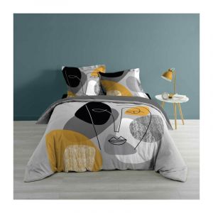 PARURE DE LIT 3 PIECES 260 x 240 CM IMPRIME 57 FILS DESSIN PLACE PRETTY