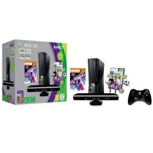 Microsoft Xbox 360 Slim 250 Go + Capteur Kinect + Dance central 2 (jeu Kinect) + Kinect Sports + Kinect adventures ! + Carte Xbox Live 1 mois