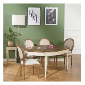 Table à manger extensible 4 à12 couverts Blanc