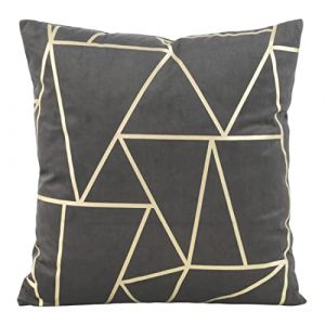 Eurofirany Housse de Coussin élégante en Velours avec imprimé 45 x 45 cm - Housse de Coussin en Velours Doux - Motif Triangle - Gris Acier