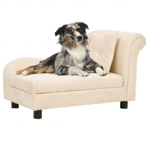 VidaXL Canap? pour chien avec oreiller Cr?me 83x44x44 cm Peluche