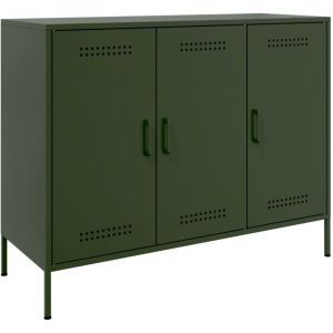VidaXL Buffet vert olive 100,5x39x79 cm acier laminé à froid, meuble de rangement, meuble de rangement de cuisine, meuble de rangement de salon