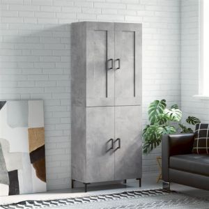VidaXL Buffet Haut, Armoire de Rangement avec Pieds, Meuble de Rangement, Organisateur Salon Salle de Séjour, Gris Béton Bois d'Ingénierie
