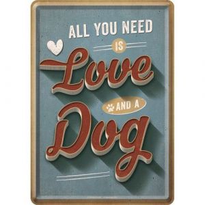 Nostalgic Art 10311 AZ01 Panneau, Pattes Love Dog, Tôle Carte Postale 10 x 14 cm, Métal, Multicolore, 10 x 14 x 0,1 cm