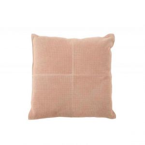 Coussin Déco en Cuir "Croix" 45x45cm Rose Prix