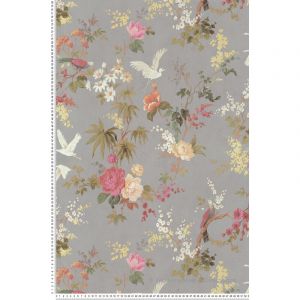 Bn Papier peint vinyle BLOOM floraison gris