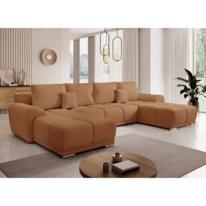 Meublesline Canap&eacute; dangle Panoramique convertible BELUGIA L Terracotta