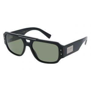 Dolce & Gabbana Homme DG4482 28209A Lunettes de soleil Ac&eacute;tate Noir Vert Pilote Polaris&eacute;
