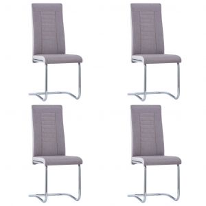 Image de VidaXL Chaises de Salle à Manger Cantilever Tissu Taupe 4 pcs