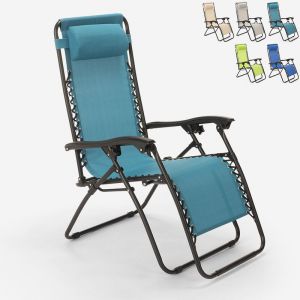 Image de Beach and Garden Design Chaise longue de plage et jardin pliante multi-positions Emily Zero Gravity - couleur:Turquoise
