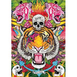 Image de Educa Puzzle Adulte Tigre Brun Avec Tete de Mort - 1000 Pieces - Collection Artiste Espagne - Animaux Sauvages - Crane