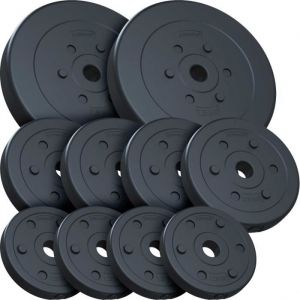 ScSPORTS Jeu de Disques de Poids - 30 kg, Plaques 2 x 7,5 / 4 x 2,5 / 4 x 1,25 kg en Plastique, 30/31 mm, Adaptée au Sol, Silencieux, Noir - Fitness à Maison, Musculation, Équipement de Gym