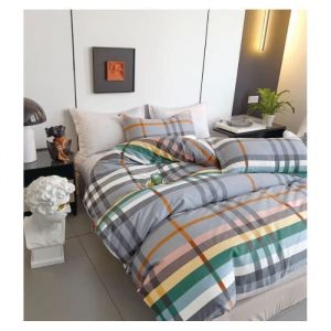 Univers décor Parure de couette "Imprimé double face" percale de coton peigné 80 fils/cm² pour lit 140 à 160 - Parure A-24-26