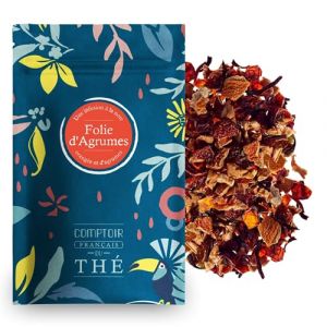 COMPTOIR FRAN&Ccedil;AIS DU TH&Eacute; - FOLIE D'AGRUMES 100g - Sachet refermable d'Infusion - Id&eacute;ale tout au long de la journ&eacute;e