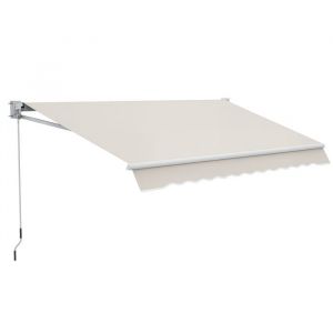 Outsunny Store banne manuel - r&eacute;tractable - manivelle, imperm&eacute;able et anti-UV - aluminium et polyester - 200 x 250 cm - cr&egrave;me