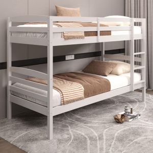 M&S Lits superposés 90x200 cm en pin massif blanc - bed