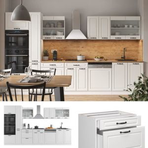 Vicco - Cuisine "R-Line 350cm blanc style campagnard