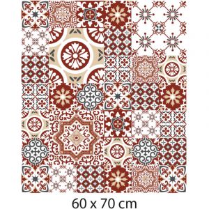 Crédence cuisine adhésive autocollante e effet carreaux de ciment rouge redmonky - 60 x 70 cm – Idéal fond de hotte