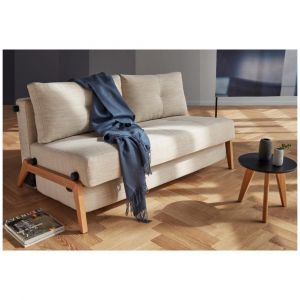 Image de INNOVATION LIVING Canapé design CUBED WOOD 02 convertible lit 200*140 cm tissu Linen Sand Grey