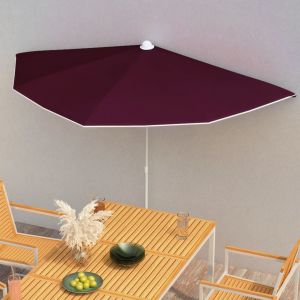 VidaXL Demi-parasol de jardin avec mât 180x90 cm Rouge bordeaux