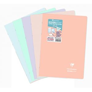 Clairefontaine Cahier piqu&eacute; Koverbook Blush A4 96 pages grands carreaux couverture polypropyl&egrave;ne opaque bicolore - Assortis - Lot de 10